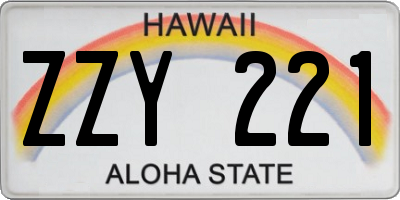 HI license plate ZZY221