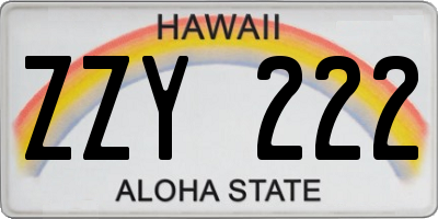 HI license plate ZZY222