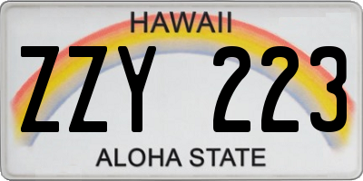 HI license plate ZZY223