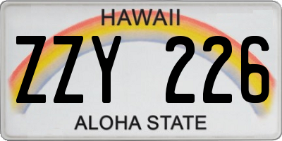 HI license plate ZZY226