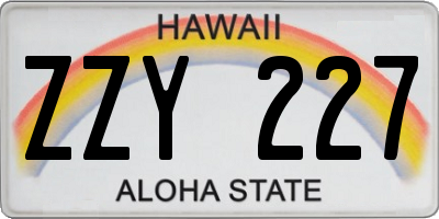 HI license plate ZZY227