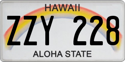 HI license plate ZZY228