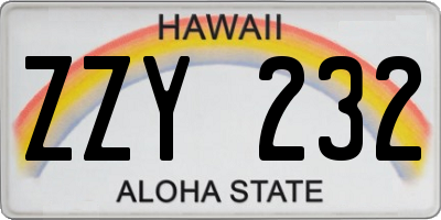 HI license plate ZZY232