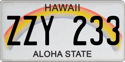 HI license plate ZZY233