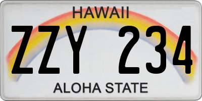 HI license plate ZZY234