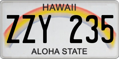 HI license plate ZZY235