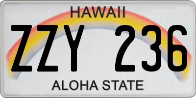 HI license plate ZZY236