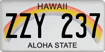 HI license plate ZZY237