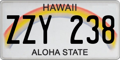 HI license plate ZZY238