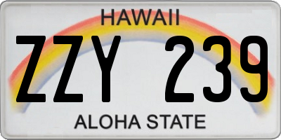 HI license plate ZZY239