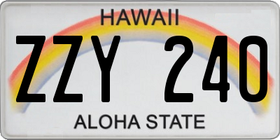 HI license plate ZZY240