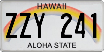 HI license plate ZZY241