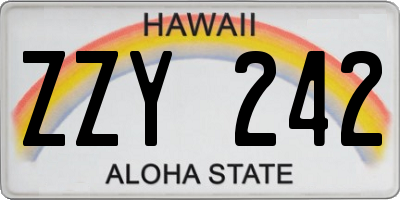 HI license plate ZZY242