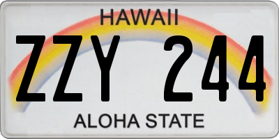 HI license plate ZZY244