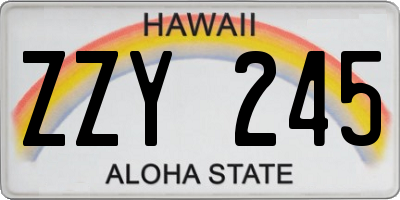 HI license plate ZZY245