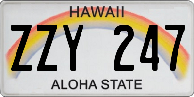 HI license plate ZZY247