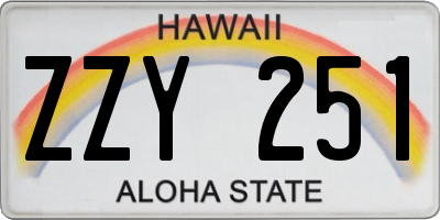 HI license plate ZZY251