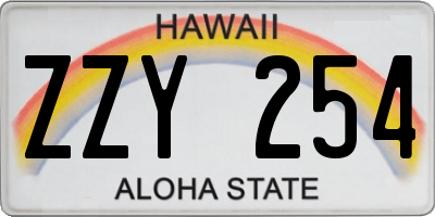 HI license plate ZZY254