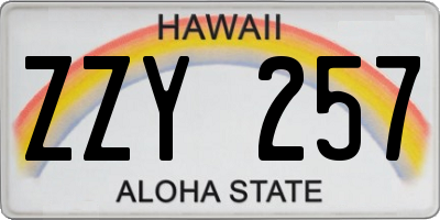 HI license plate ZZY257