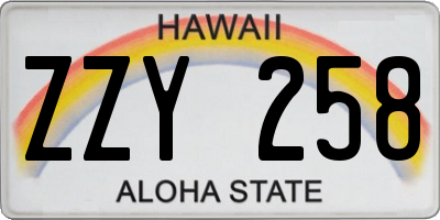 HI license plate ZZY258