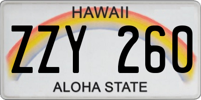 HI license plate ZZY260