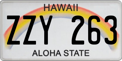 HI license plate ZZY263