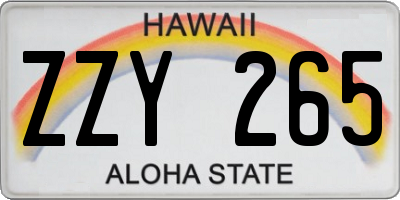 HI license plate ZZY265