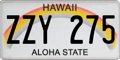 HI license plate ZZY275