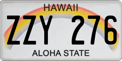 HI license plate ZZY276