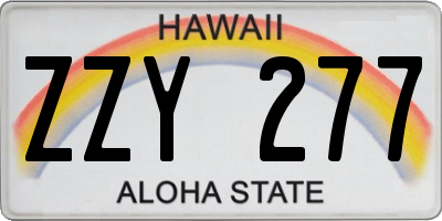 HI license plate ZZY277