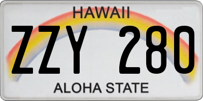 HI license plate ZZY280