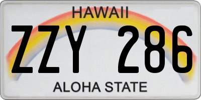 HI license plate ZZY286