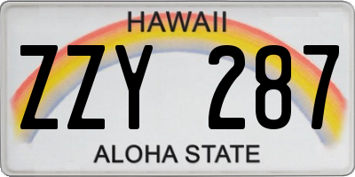 HI license plate ZZY287