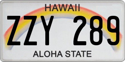 HI license plate ZZY289