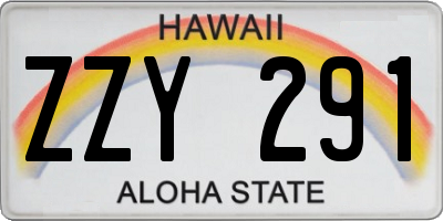 HI license plate ZZY291