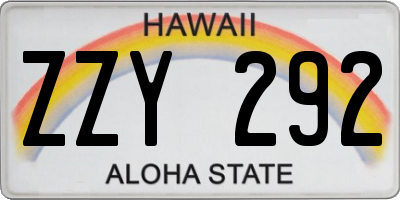 HI license plate ZZY292