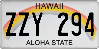 HI license plate ZZY294