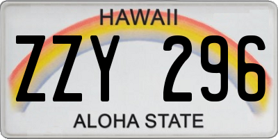 HI license plate ZZY296