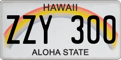 HI license plate ZZY300