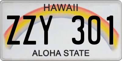 HI license plate ZZY301