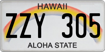 HI license plate ZZY305