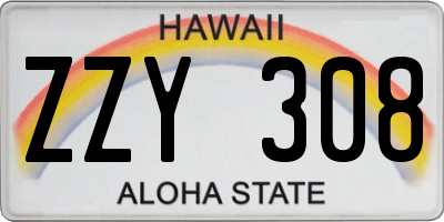 HI license plate ZZY308