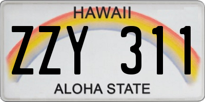 HI license plate ZZY311