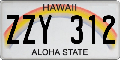 HI license plate ZZY312