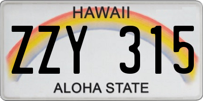 HI license plate ZZY315