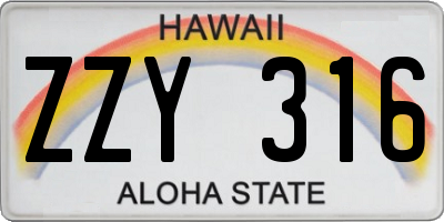 HI license plate ZZY316