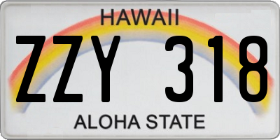 HI license plate ZZY318