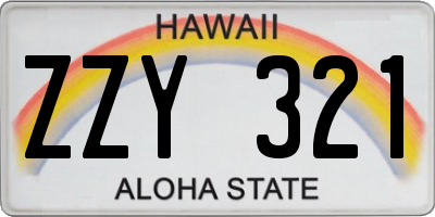 HI license plate ZZY321