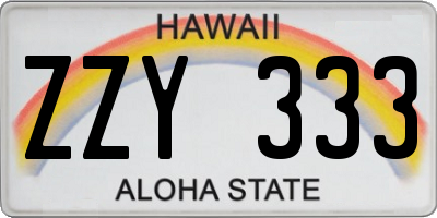 HI license plate ZZY333