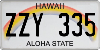 HI license plate ZZY335